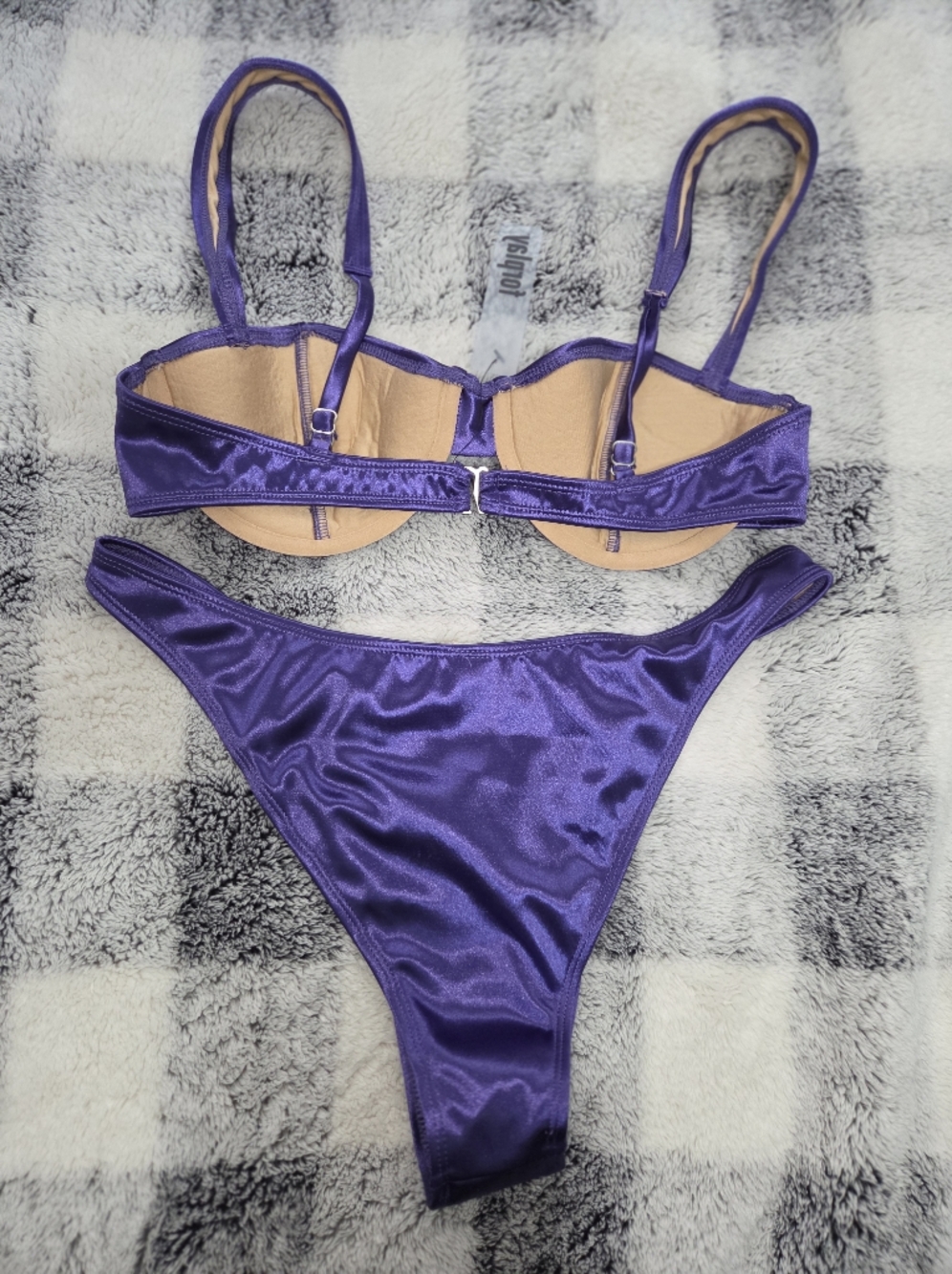 Forplay Shiny Purple Satin Bikini Large - Picture 2 of 4